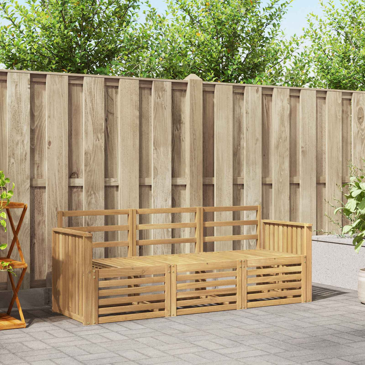 vidaXL Outdoor Sofa Set 3 pcs 3-Seaters Solid Acacia Wood White