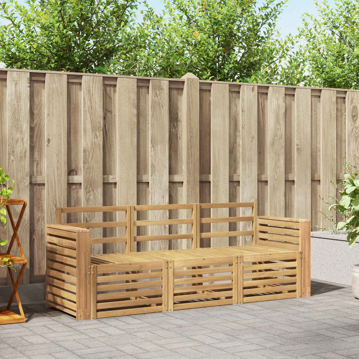 vidaXL Outdoor Sofa Set 3 pcs 3-Seaters Solid Acacia Wood White