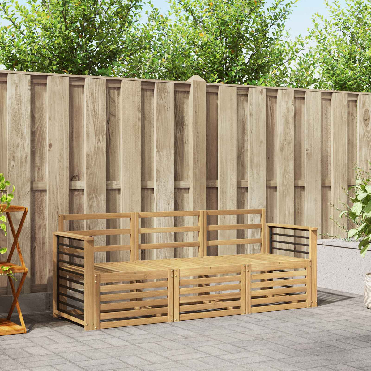 vidaXL Outdoor Sofa Set 3 pcs 3-Seaters Solid Acacia Wood White