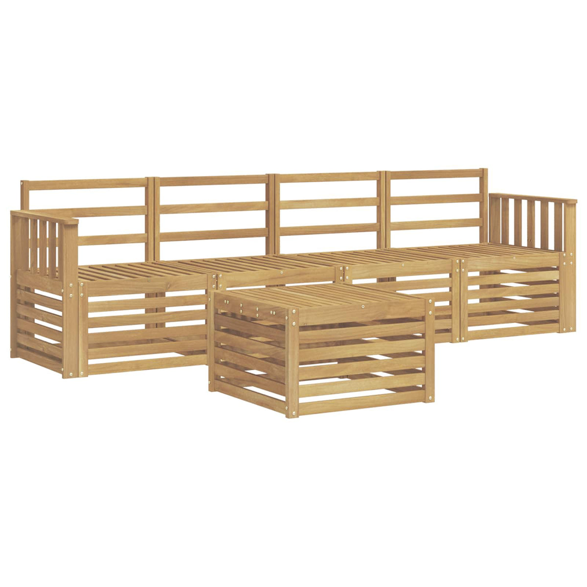 vidaXL Outdoor Sofa Set 5 pcs White Solid Acacia Wood 2