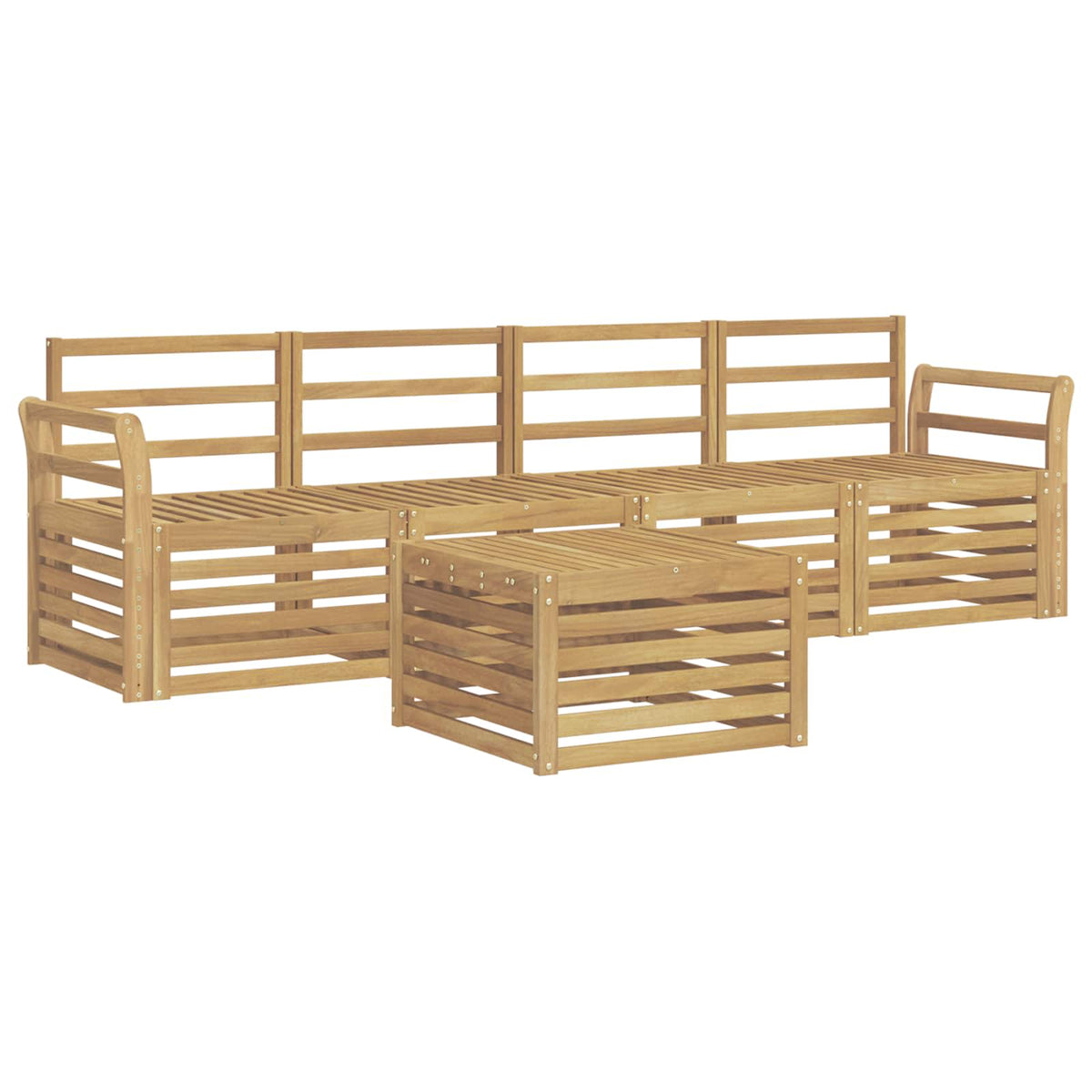 vidaXL Outdoor Sofa Set 5 pcs White Solid Acacia Wood 2