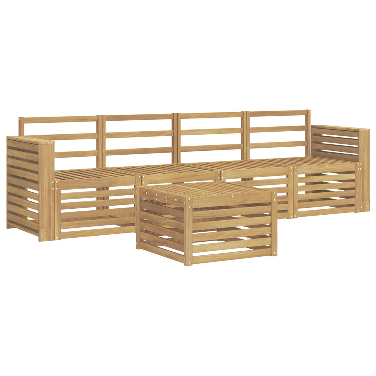 vidaXL Outdoor Sofa Set 5 pcs White Solid Acacia Wood 2