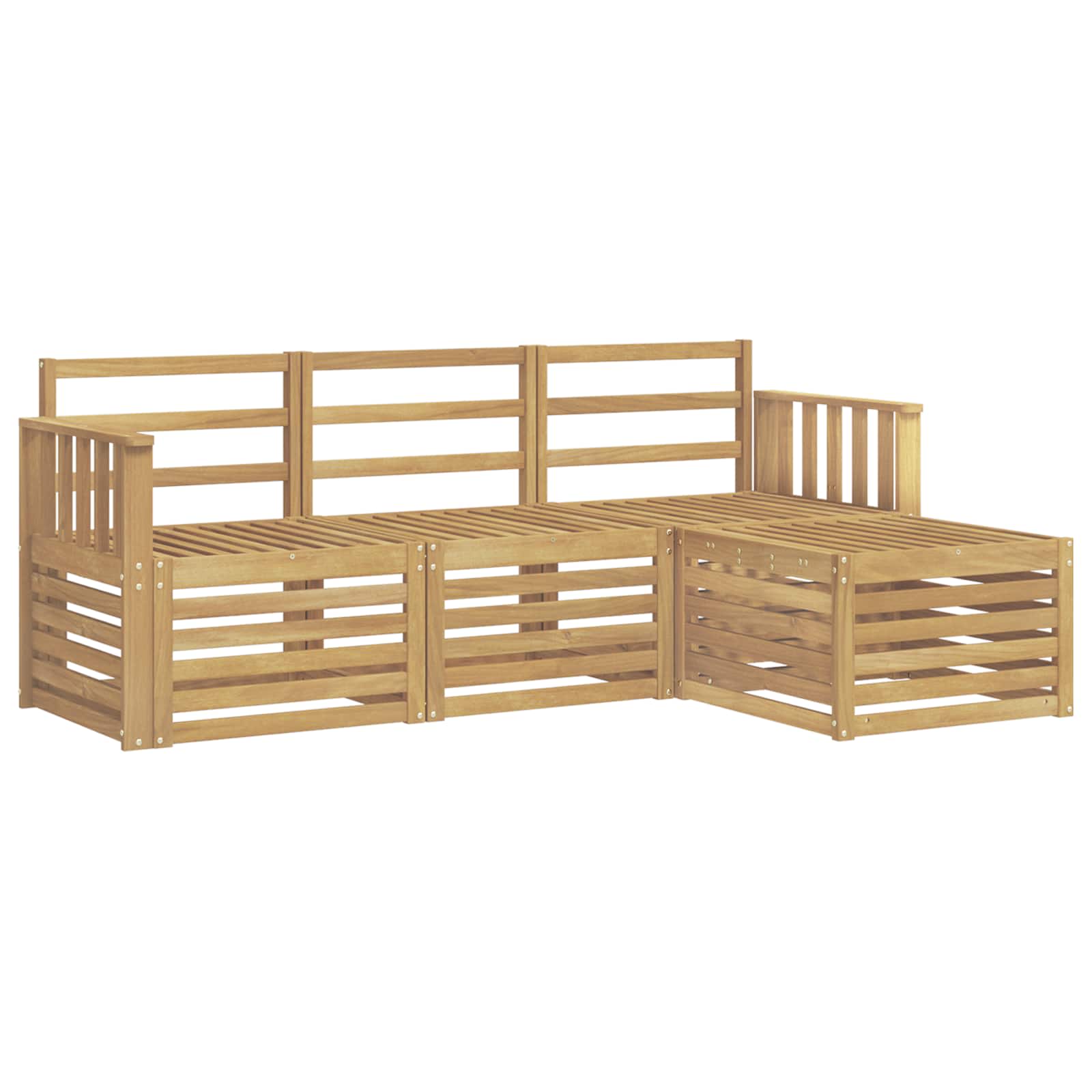 vidaXL Outdoor Sofa Set 4 pcs White Solid Acacia Wood 2