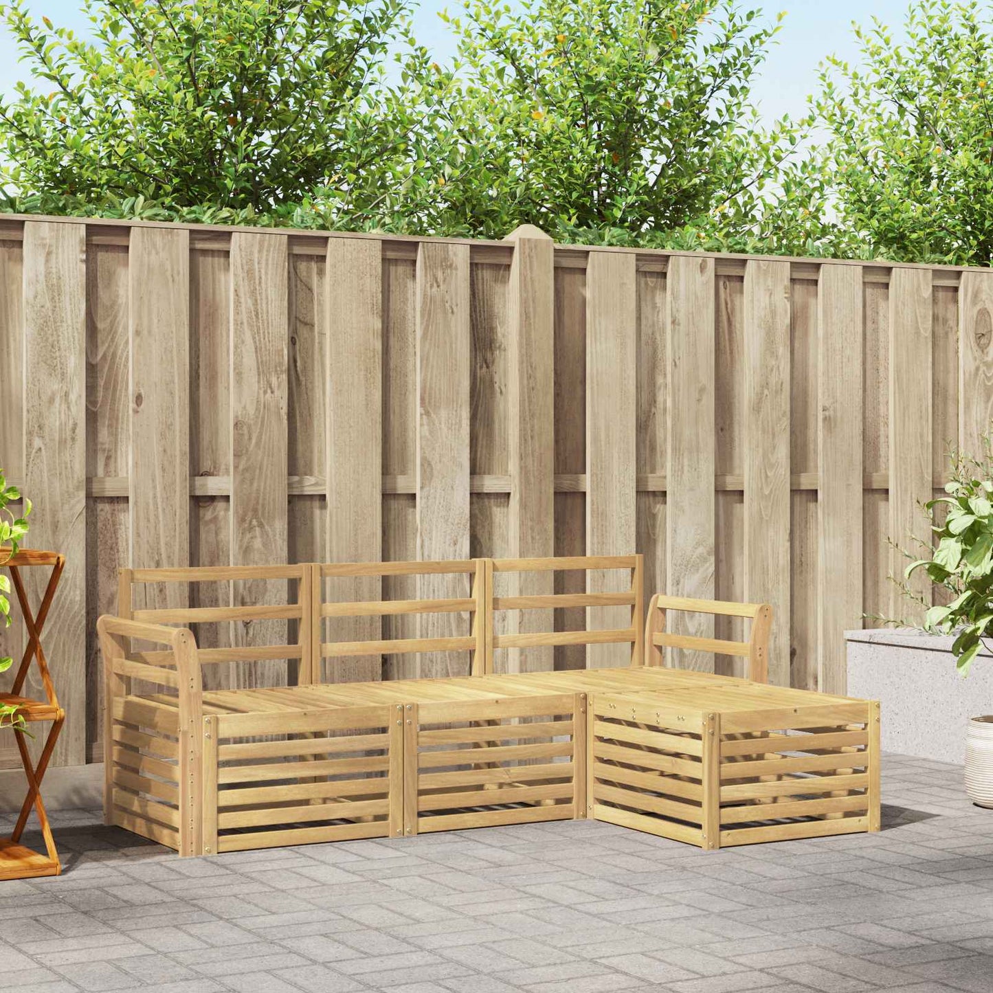 vidaXL Outdoor Sofa Set 4 pcs White Solid Acacia Wood 1