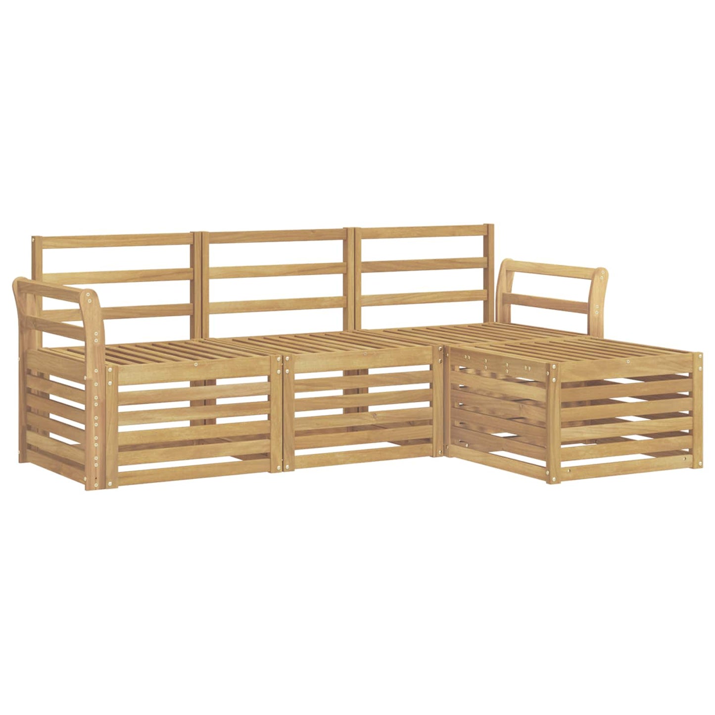 vidaXL Outdoor Sofa Set 4 pcs White Solid Acacia Wood 2