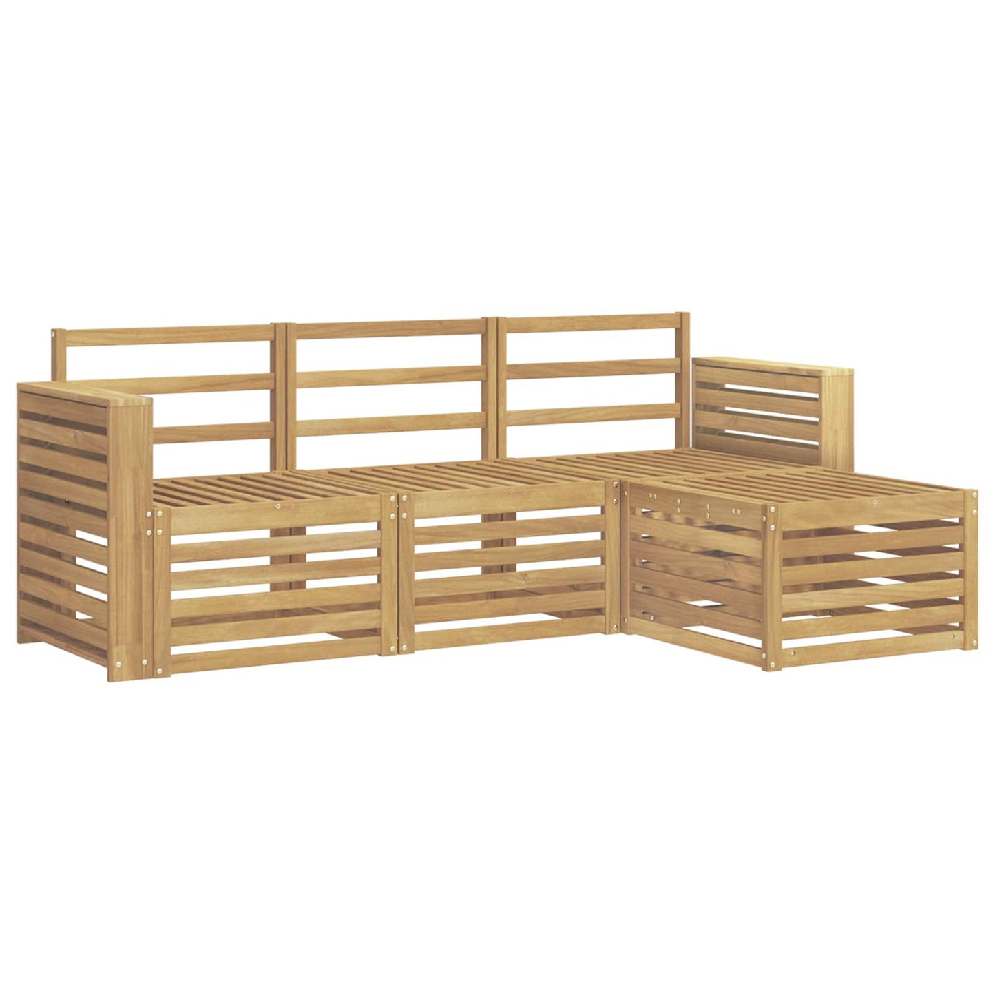 vidaXL Outdoor Sofa Set 4 pcs White Solid Acacia Wood 2