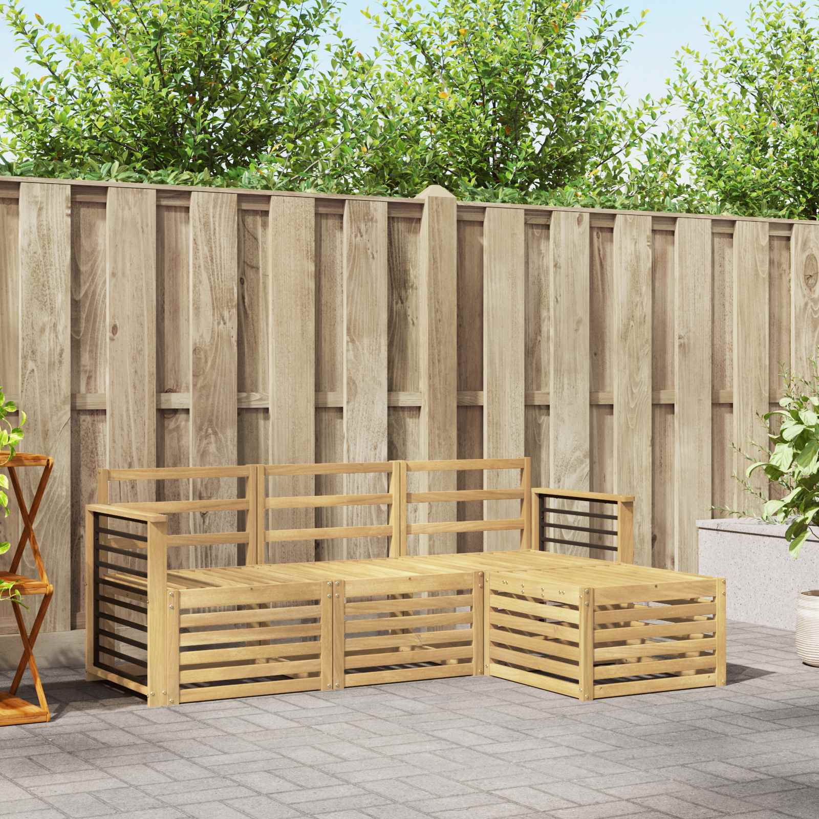 vidaXL Outdoor Sofa Set 4 pcs White Solid Acacia Wood 1