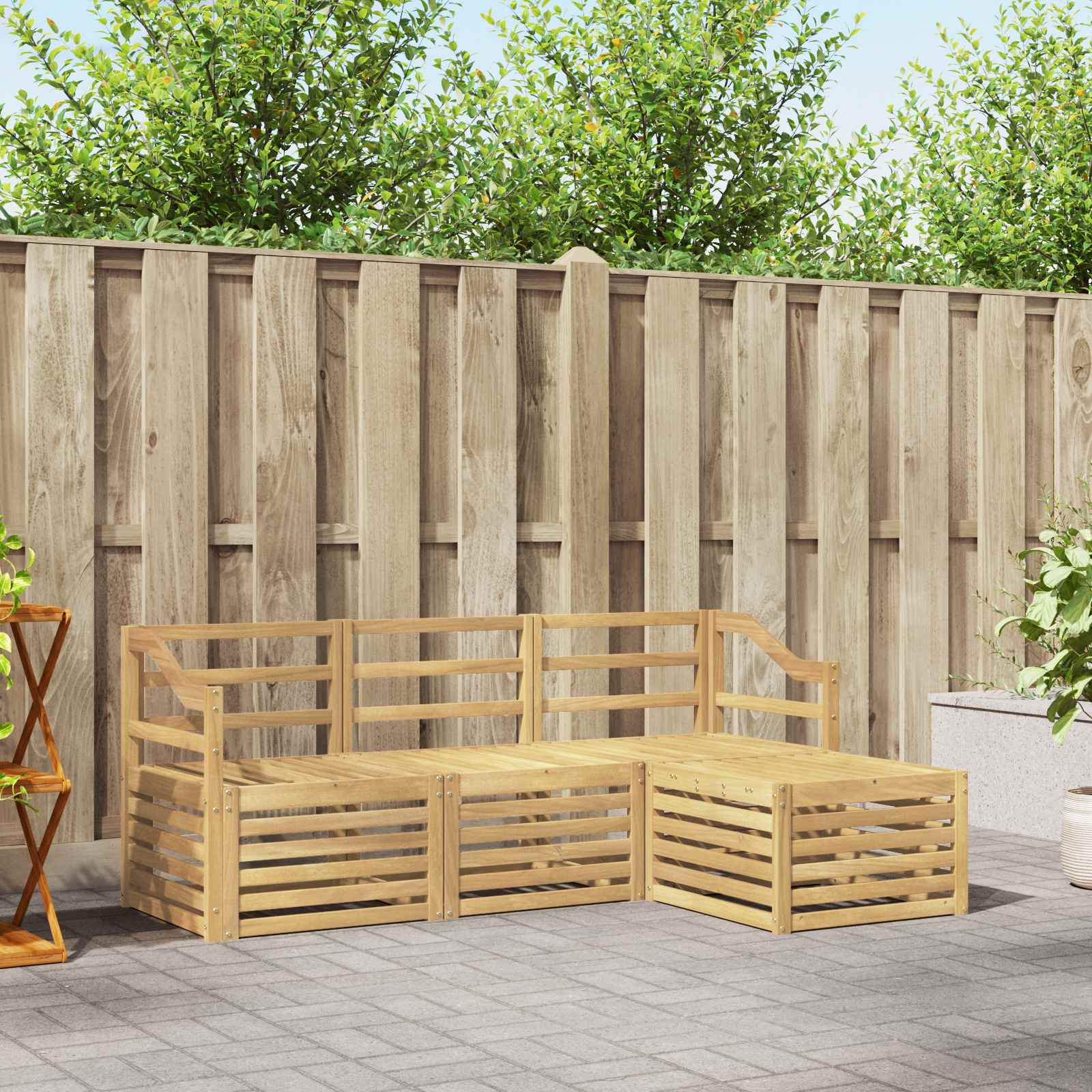 vidaXL Outdoor Sofa Set 4 pcs White Solid Acacia Wood 1