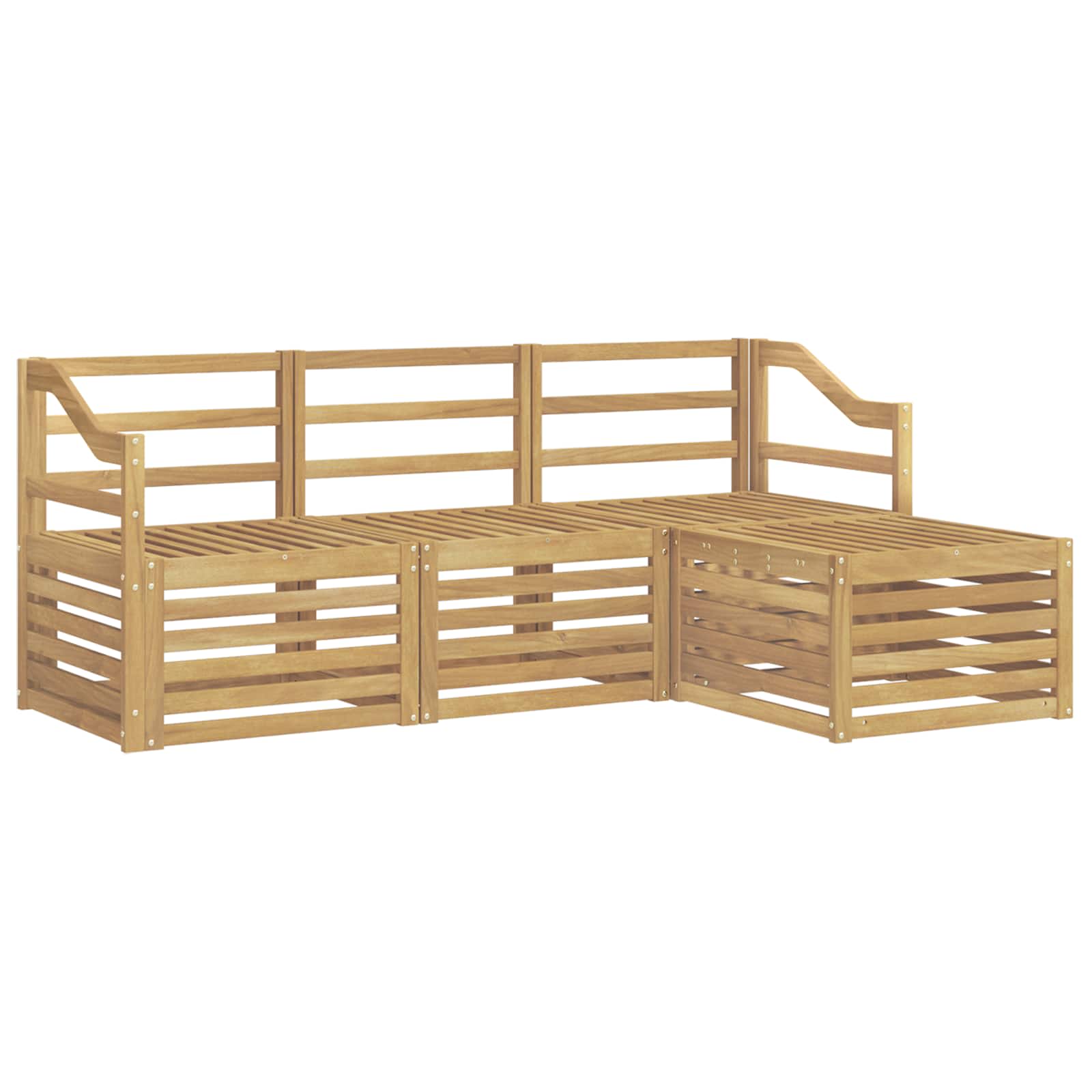 vidaXL Outdoor Sofa Set 4 pcs White Solid Acacia Wood 2