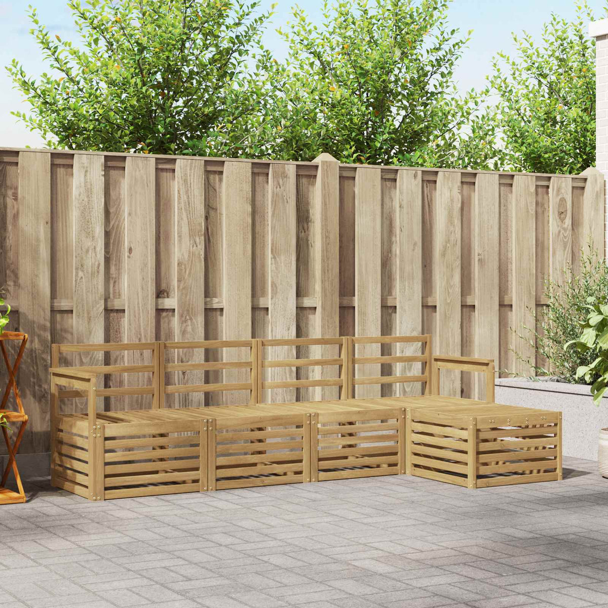 vidaXL Outdoor Sofa Set 5 pcs White Solid Acacia Wood 1