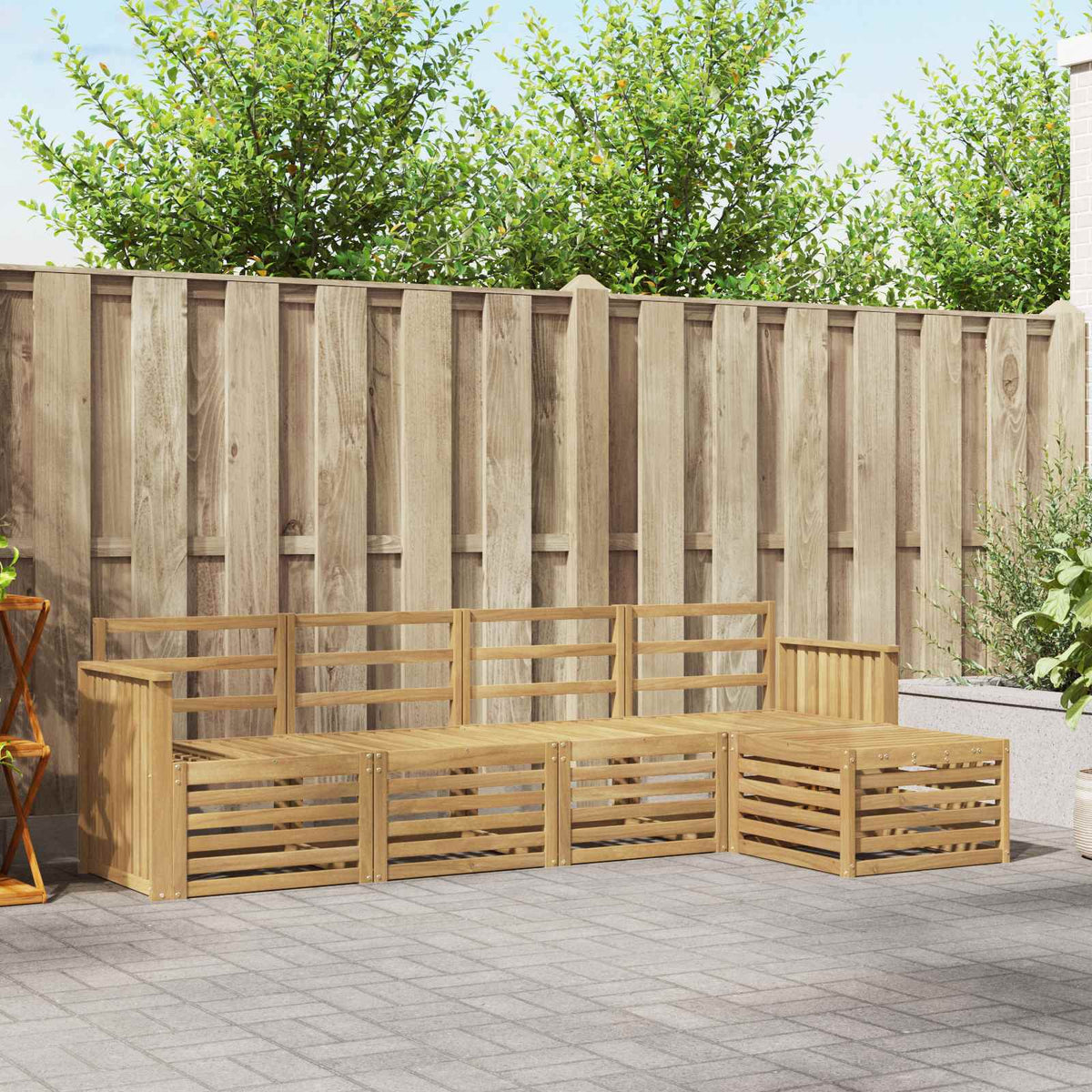 vidaXL Outdoor Sofa Set 5 pcs White Solid Acacia Wood 1