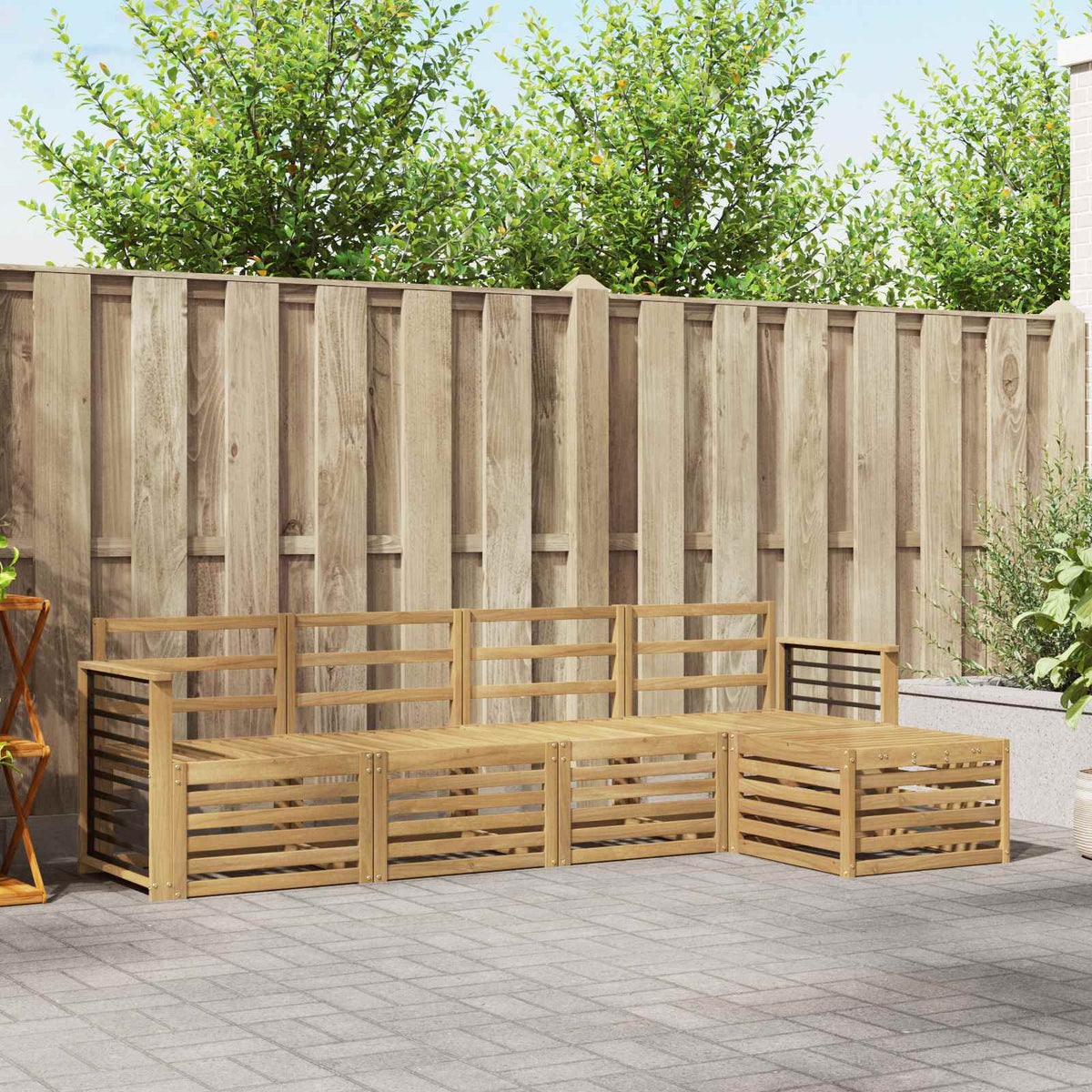 vidaXL Outdoor Sofa Set 5 pcs White Solid Acacia Wood 1