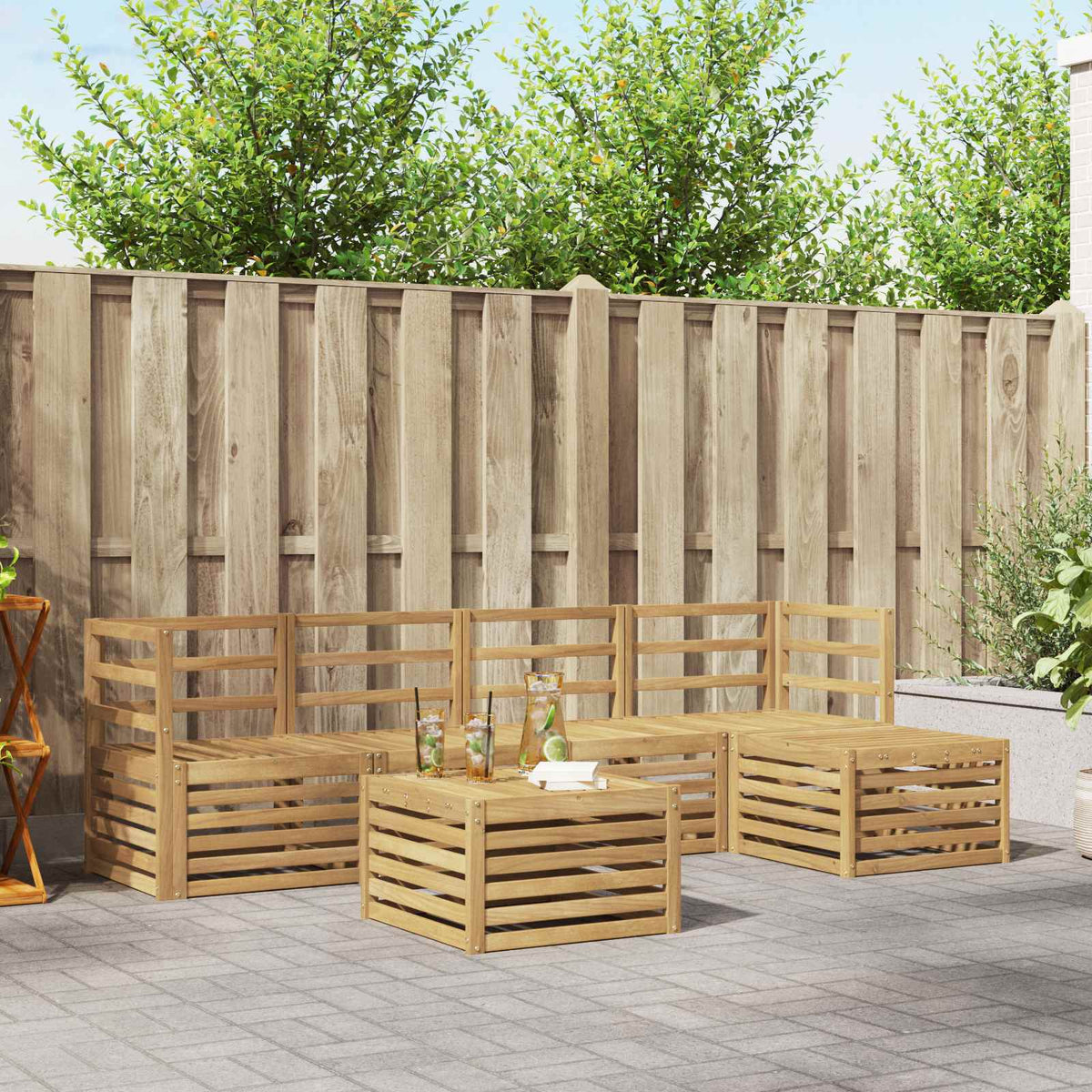 vidaXL Outdoor Sofa Set 6 pcs White Solid Acacia Wood 1