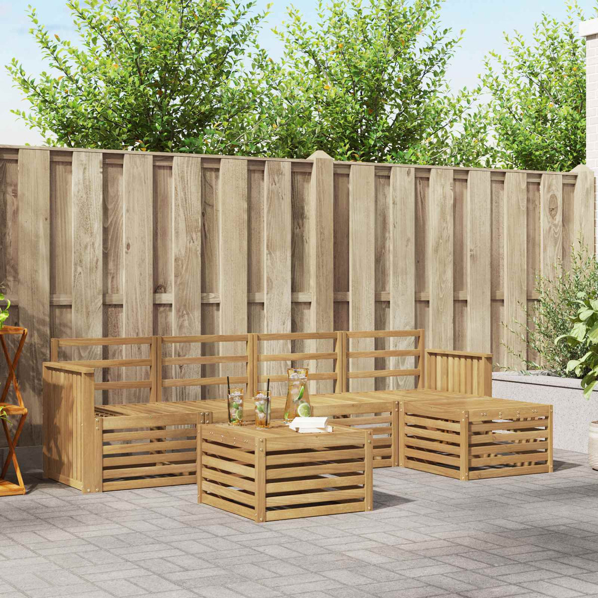 vidaXL Outdoor Sofa Set 6 pcs White Solid Acacia Wood 1