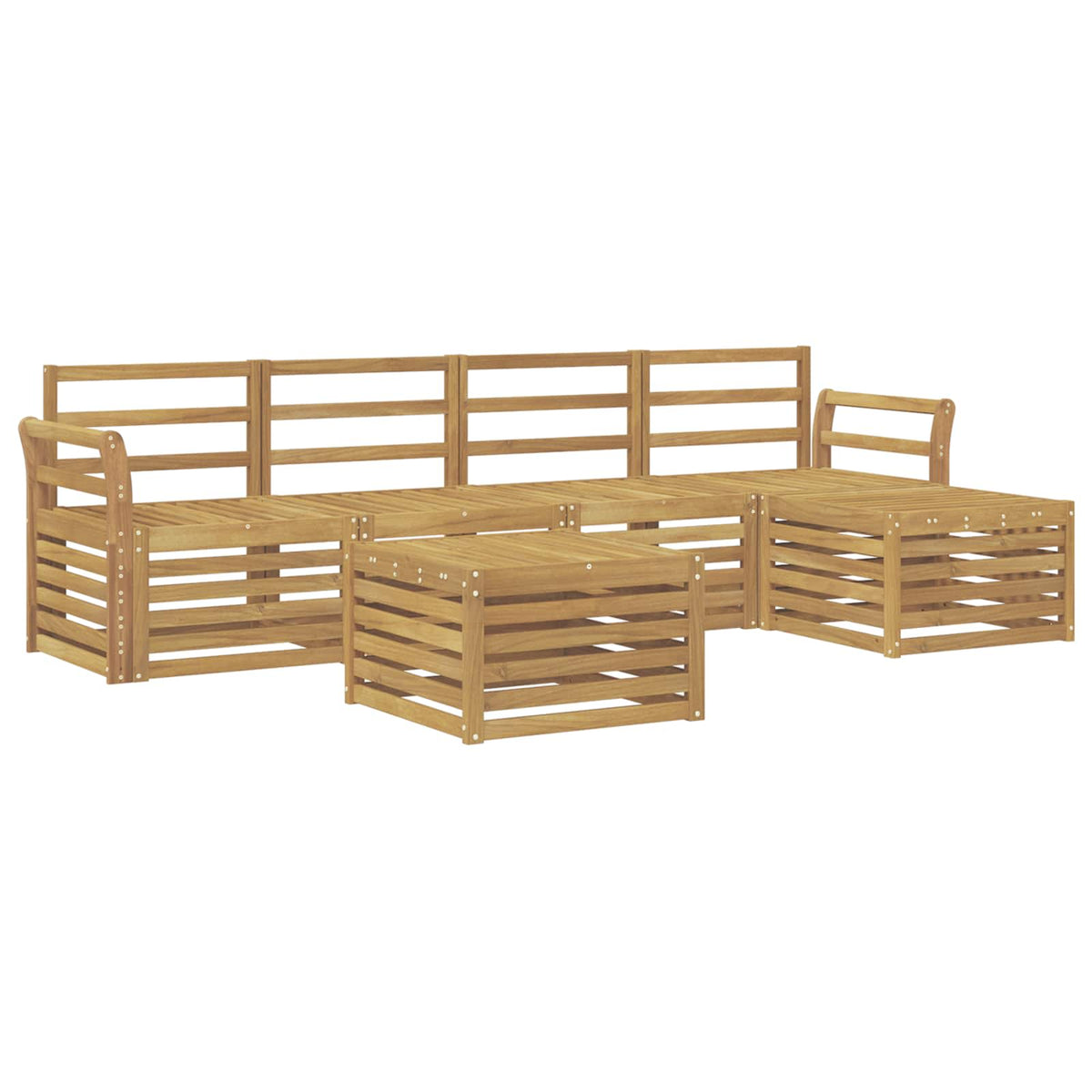vidaXL Outdoor Sofa Set 6 pcs White Solid Acacia Wood 2