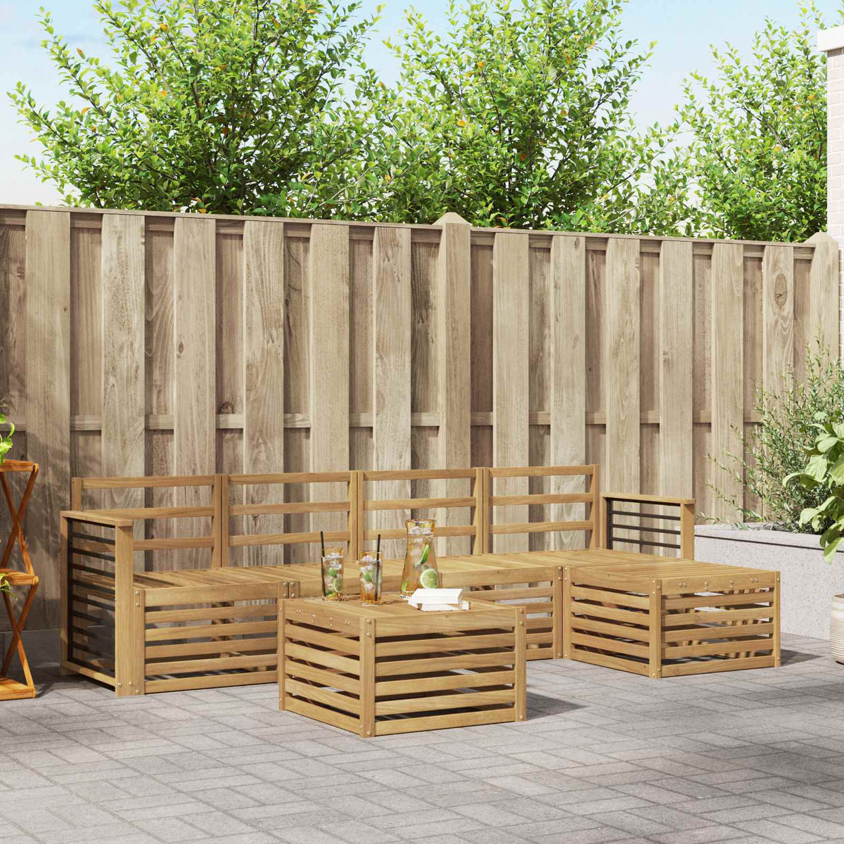 vidaXL Outdoor Sofa Set 6 pcs White Solid Acacia Wood 1
