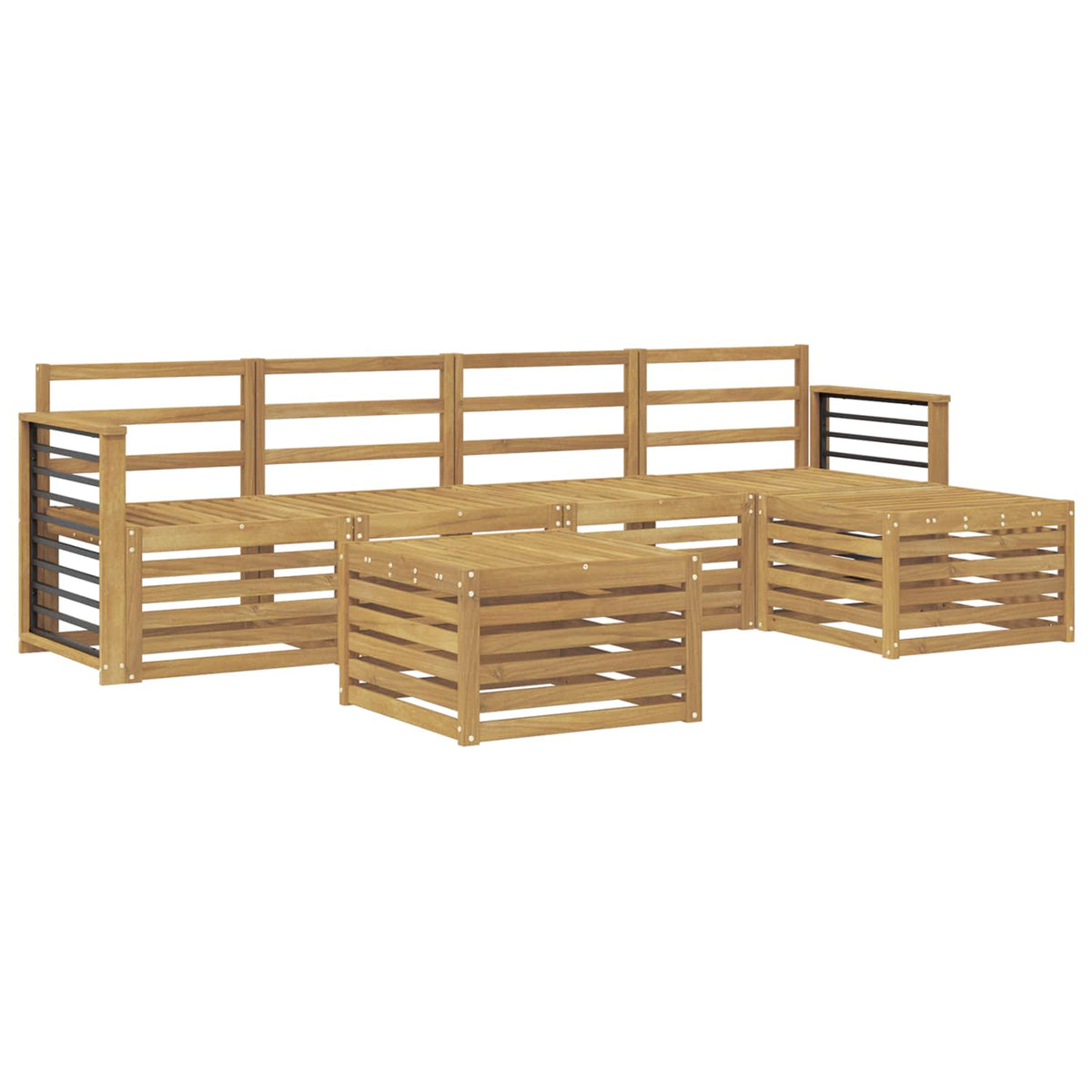 vidaXL Outdoor Sofa Set 6 pcs White Solid Acacia Wood 2