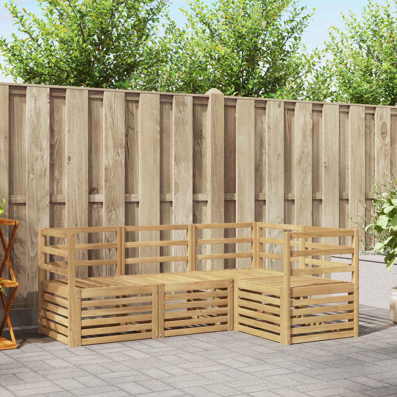 vidaXL Outdoor Sofa Set 4 pcs White Solid Acacia Wood 1