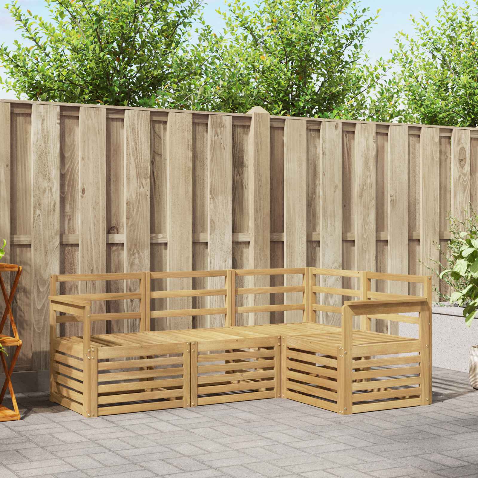 vidaXL Outdoor Sofa Set 4 pcs White Solid Acacia Wood 1