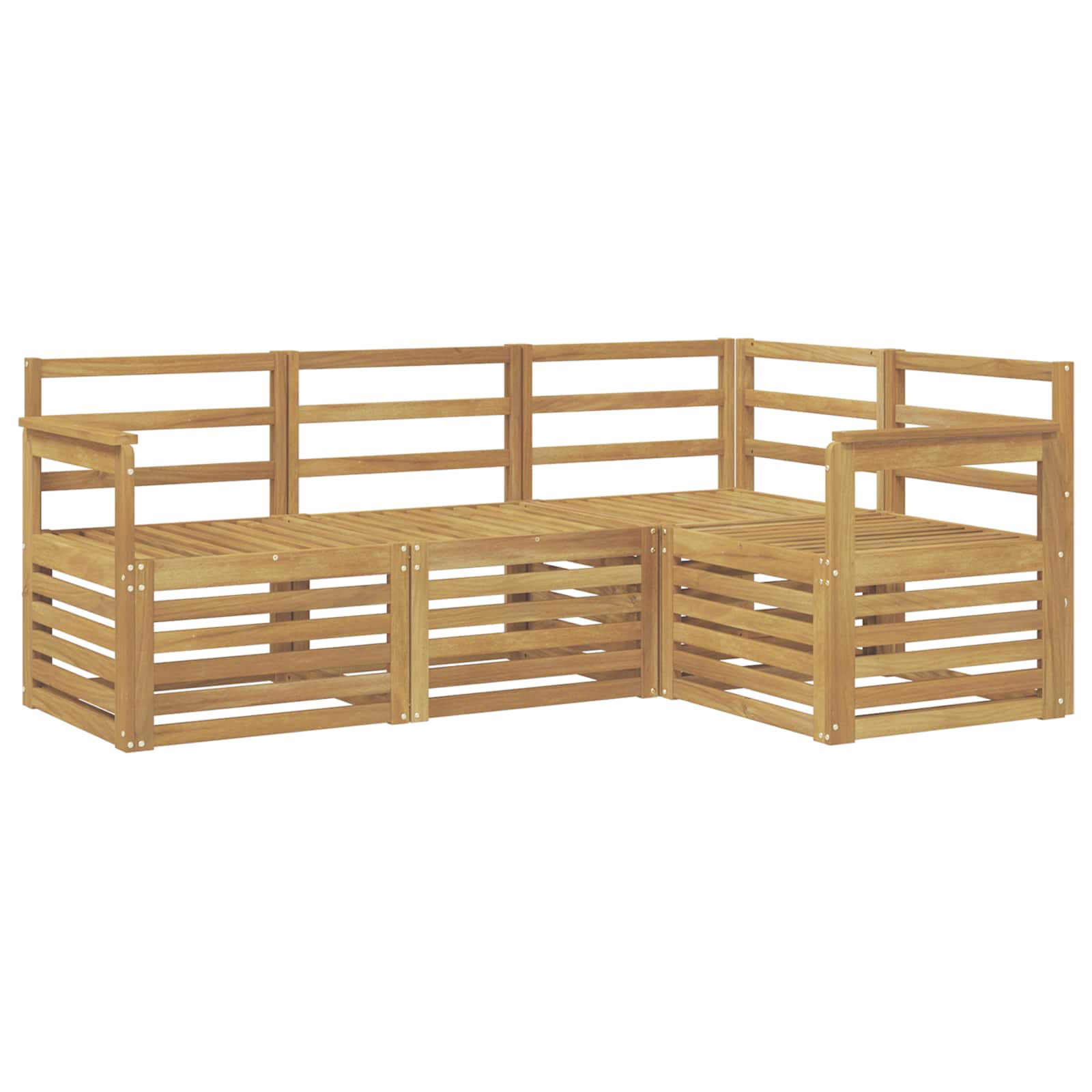 vidaXL Outdoor Sofa Set 4 pcs White Solid Acacia Wood 2