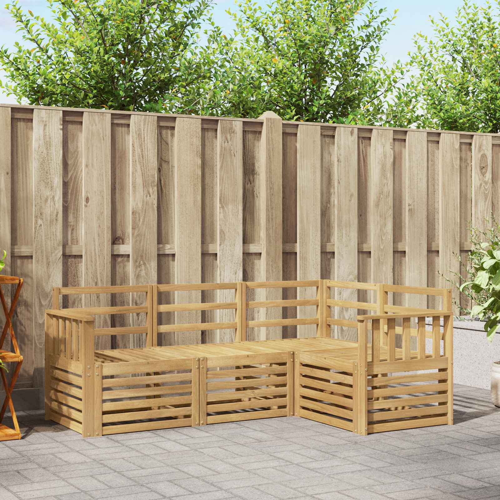vidaXL Outdoor Sofa Set 4 pcs White Solid Acacia Wood 1