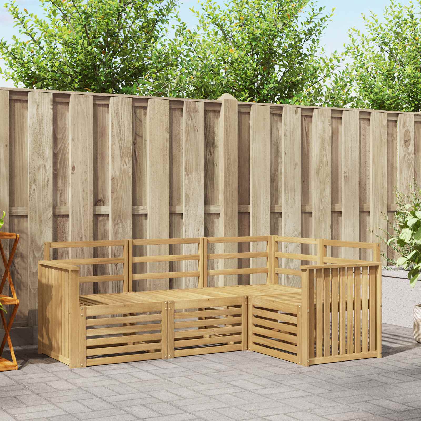vidaXL Outdoor Sofa Set 4 pcs White Solid Acacia Wood 1