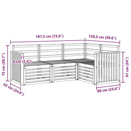 vidaXL Outdoor Sofa Set 4 pcs White Solid Acacia Wood 6