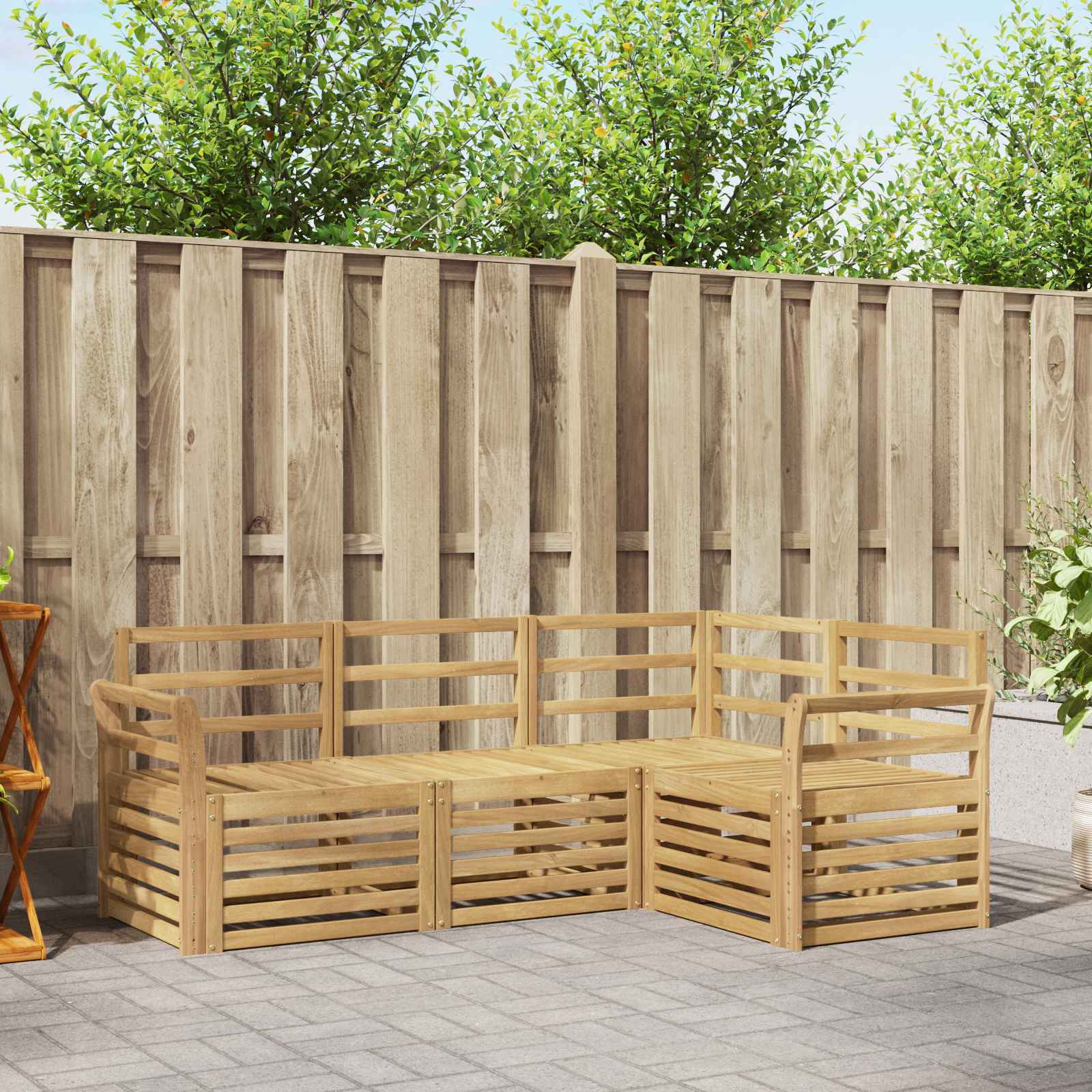 vidaXL Outdoor Sofa Set 4 pcs White Solid Acacia Wood 1