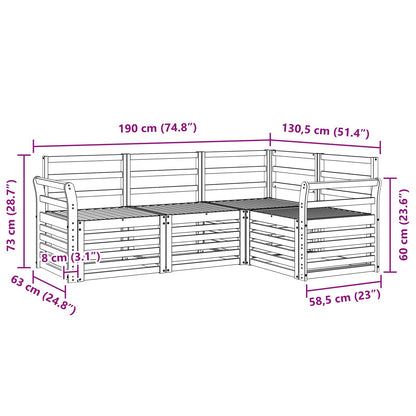 vidaXL Outdoor Sofa Set 4 pcs White Solid Acacia Wood 6