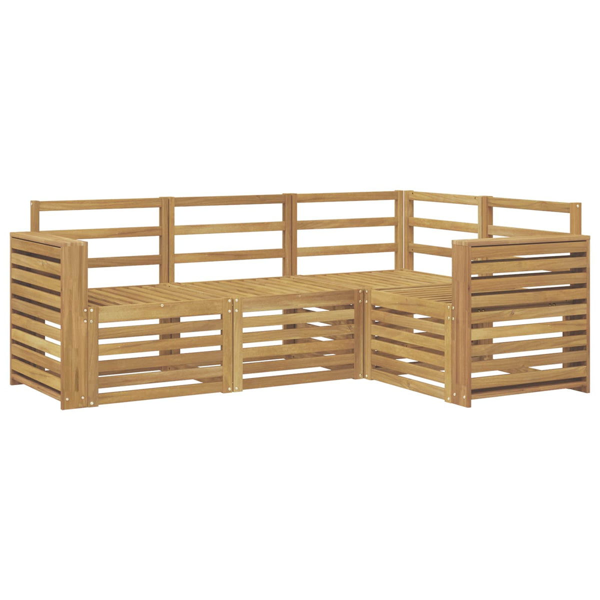 Outdoor Sofa Set 4 pcs 4-Seaters Solid Acacia Wood White Wide flat