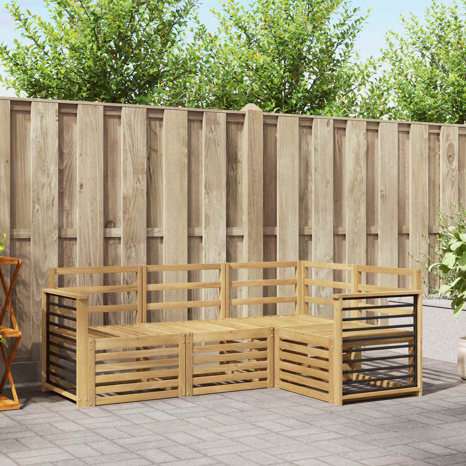 vidaXL Outdoor Sofa Set 4 pcs White Solid Acacia Wood 1