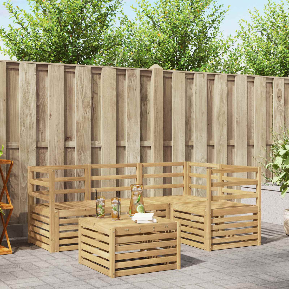 vidaXL Outdoor Sofa Set 5 pcs White Solid Acacia Wood 1