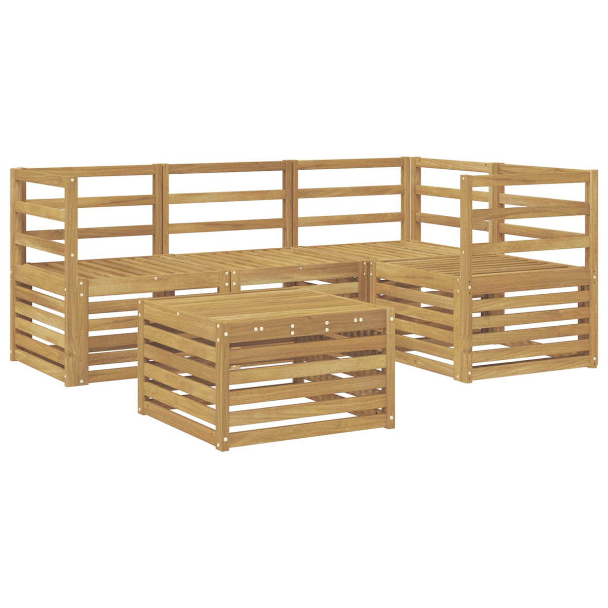 vidaXL Outdoor Sofa Set 5 pcs White Solid Acacia Wood 2