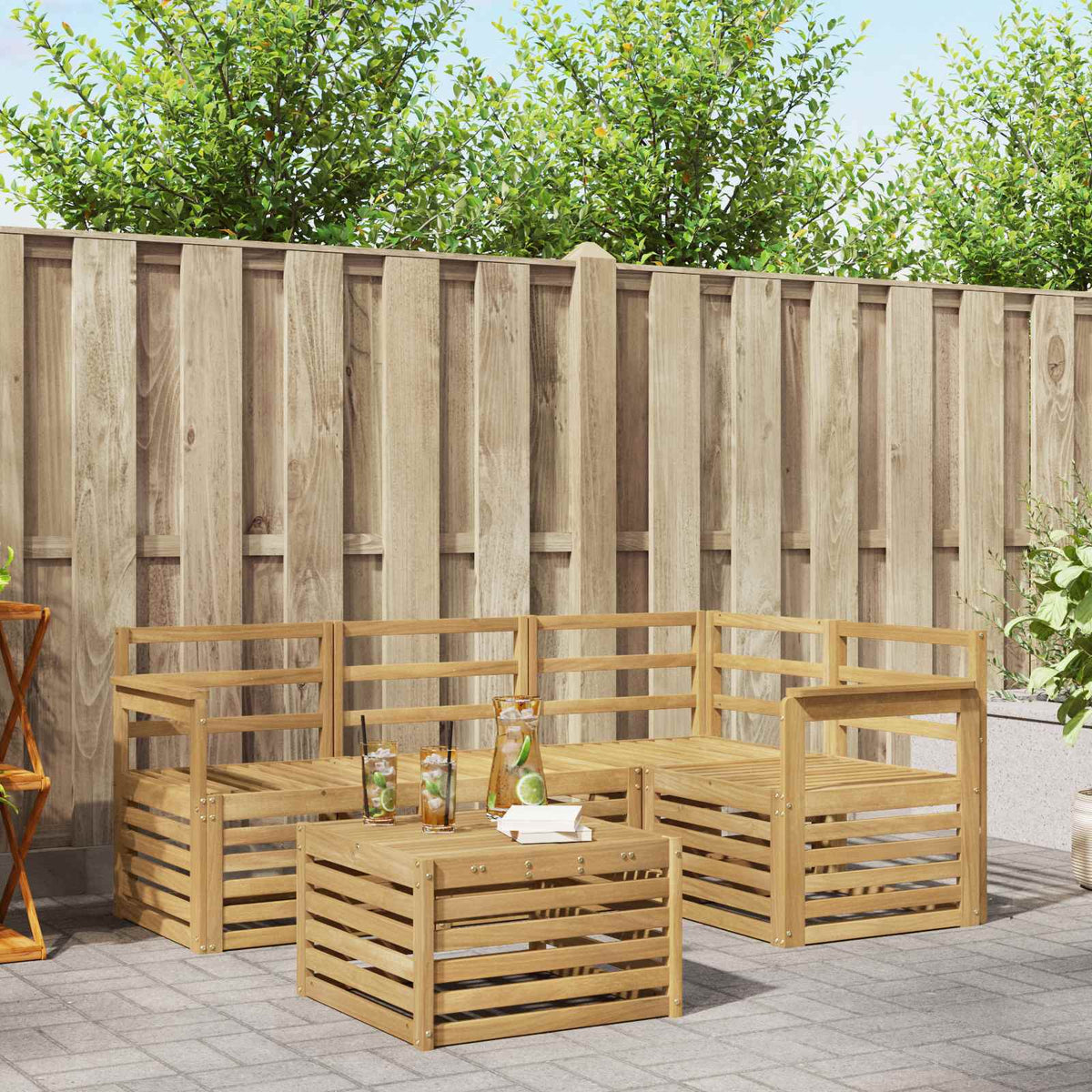 vidaXL Outdoor Sofa Set 5 pcs White Solid Acacia Wood 1
