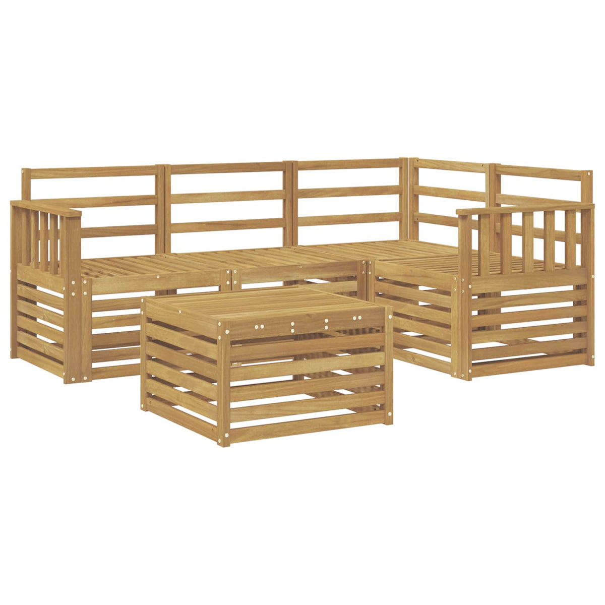 vidaXL Outdoor Sofa Set 5 pcs White Solid Acacia Wood 2