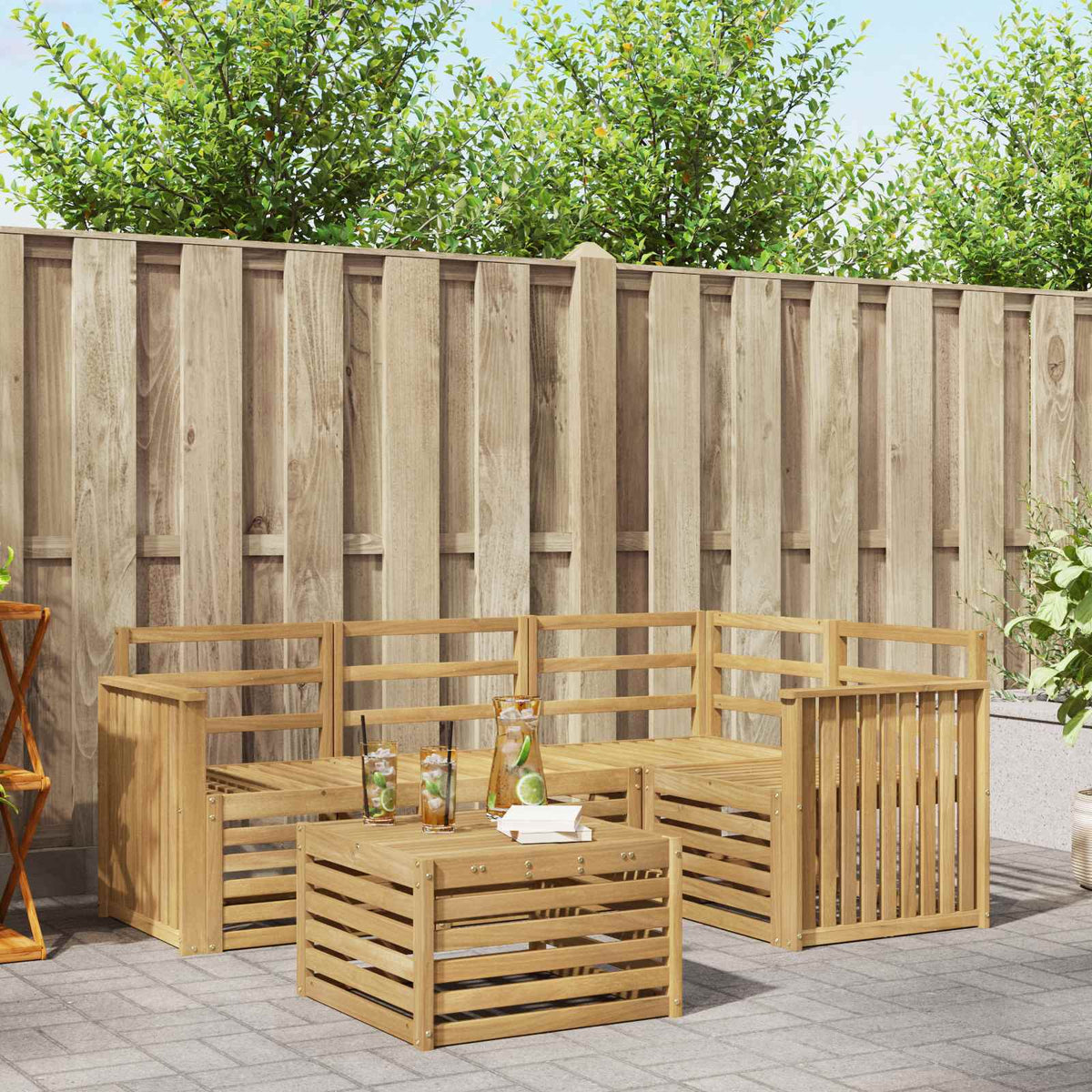 vidaXL Outdoor Sofa Set 5 pcs White Solid Acacia Wood 1