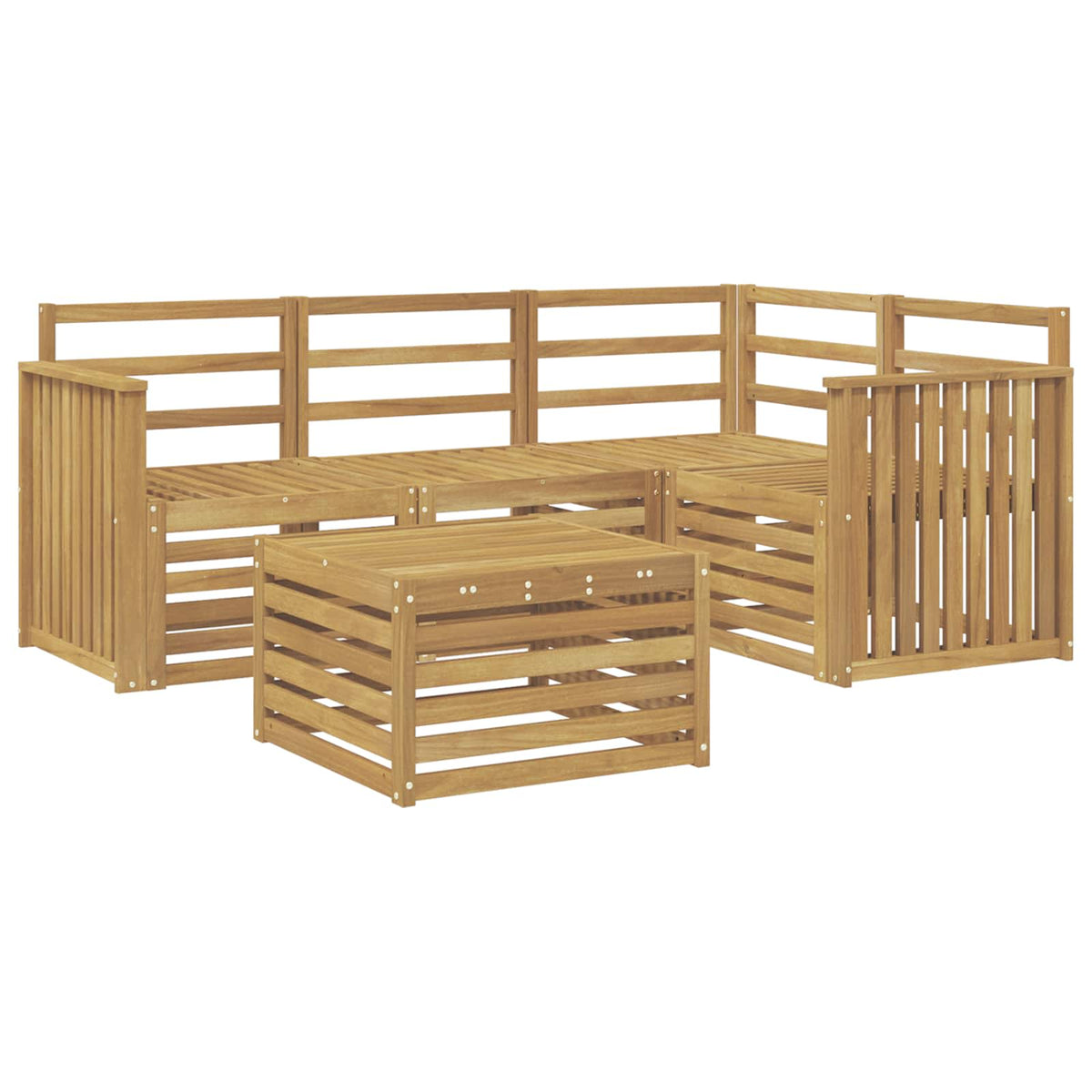 vidaXL Outdoor Sofa Set 5 pcs White Solid Acacia Wood 2