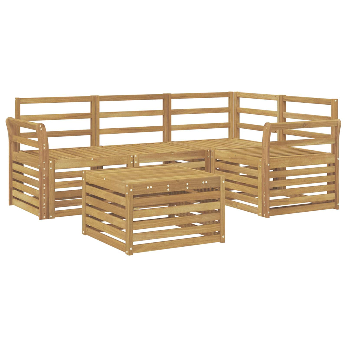 vidaXL Outdoor Sofa Set 5 pcs White Solid Acacia Wood 2