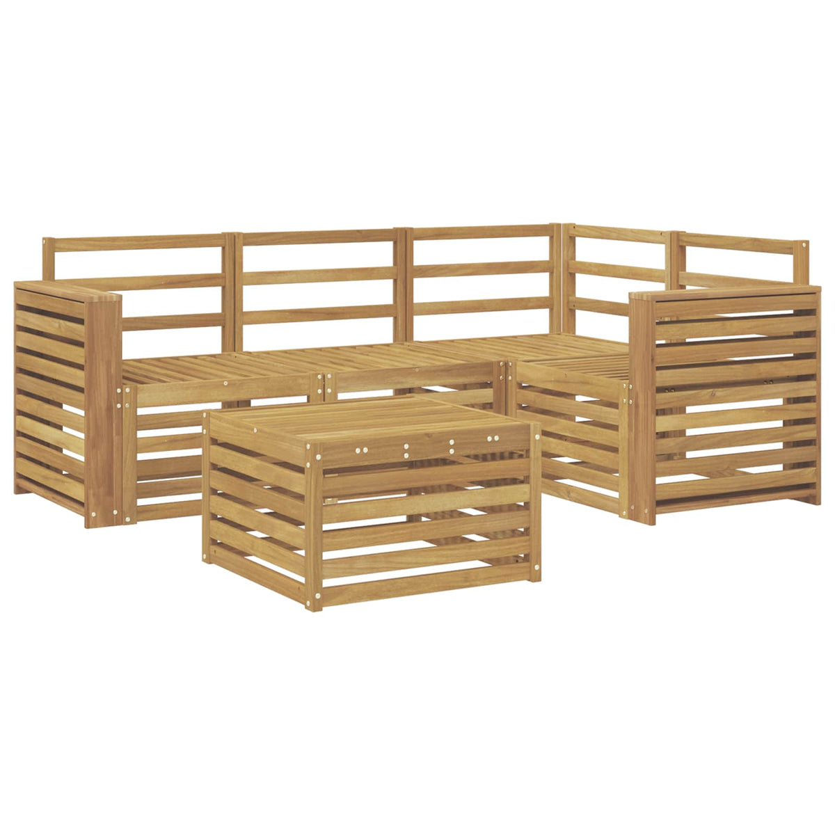 vidaXL Outdoor Sofa Set 5 pcs White Solid Acacia Wood 2