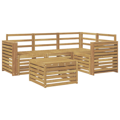 Outdoor Sofa Set 5 pcs 4-Seaters Solid Acacia Wood White Wide flat