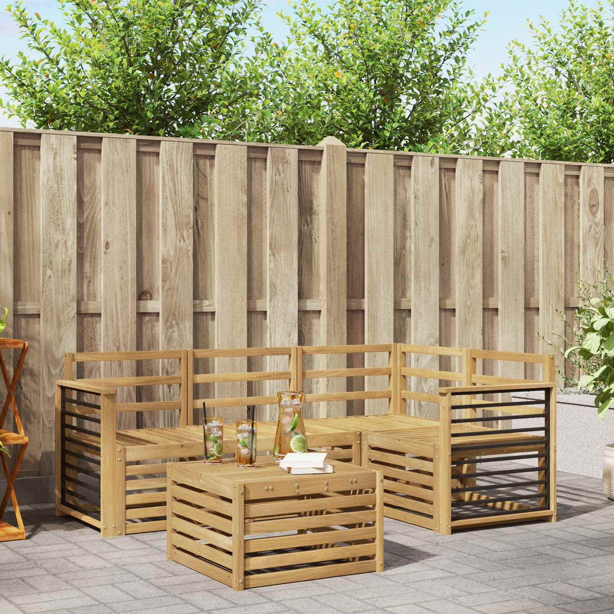 vidaXL Outdoor Sofa Set 5 pcs White Solid Acacia Wood 1