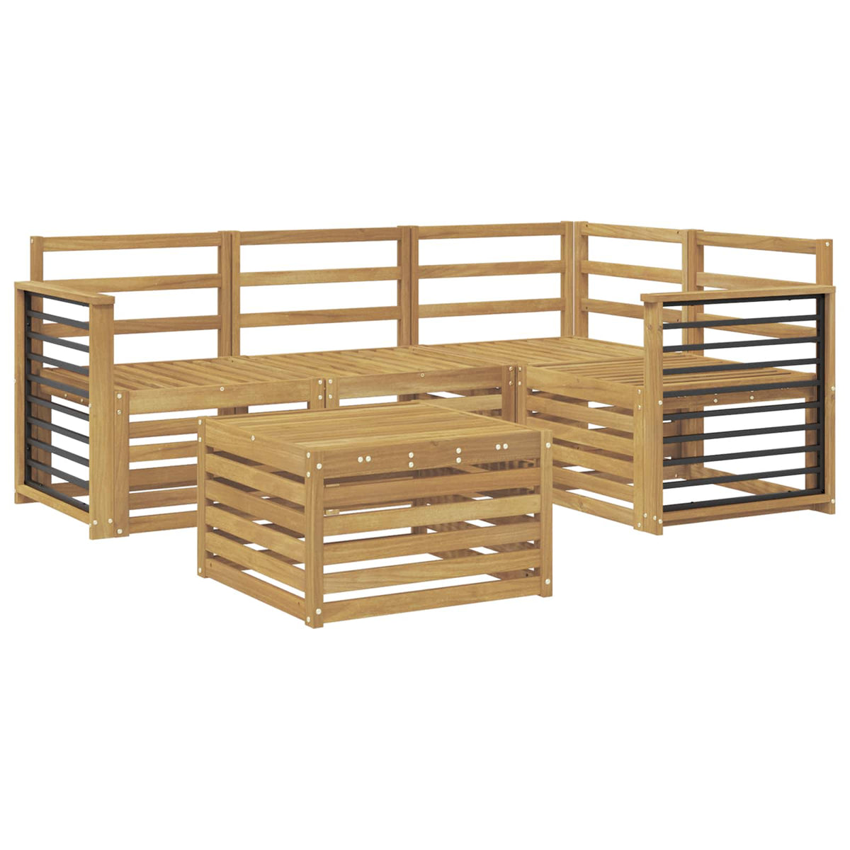 vidaXL Outdoor Sofa Set 5 pcs White Solid Acacia Wood 2