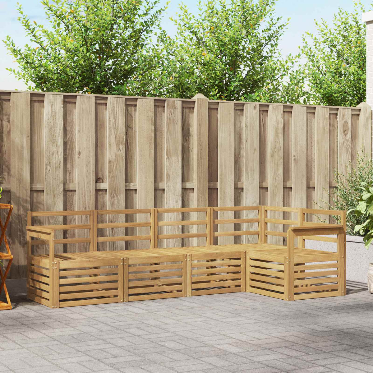vidaXL Outdoor Sofa Set 5 pcs White Solid Acacia Wood 1