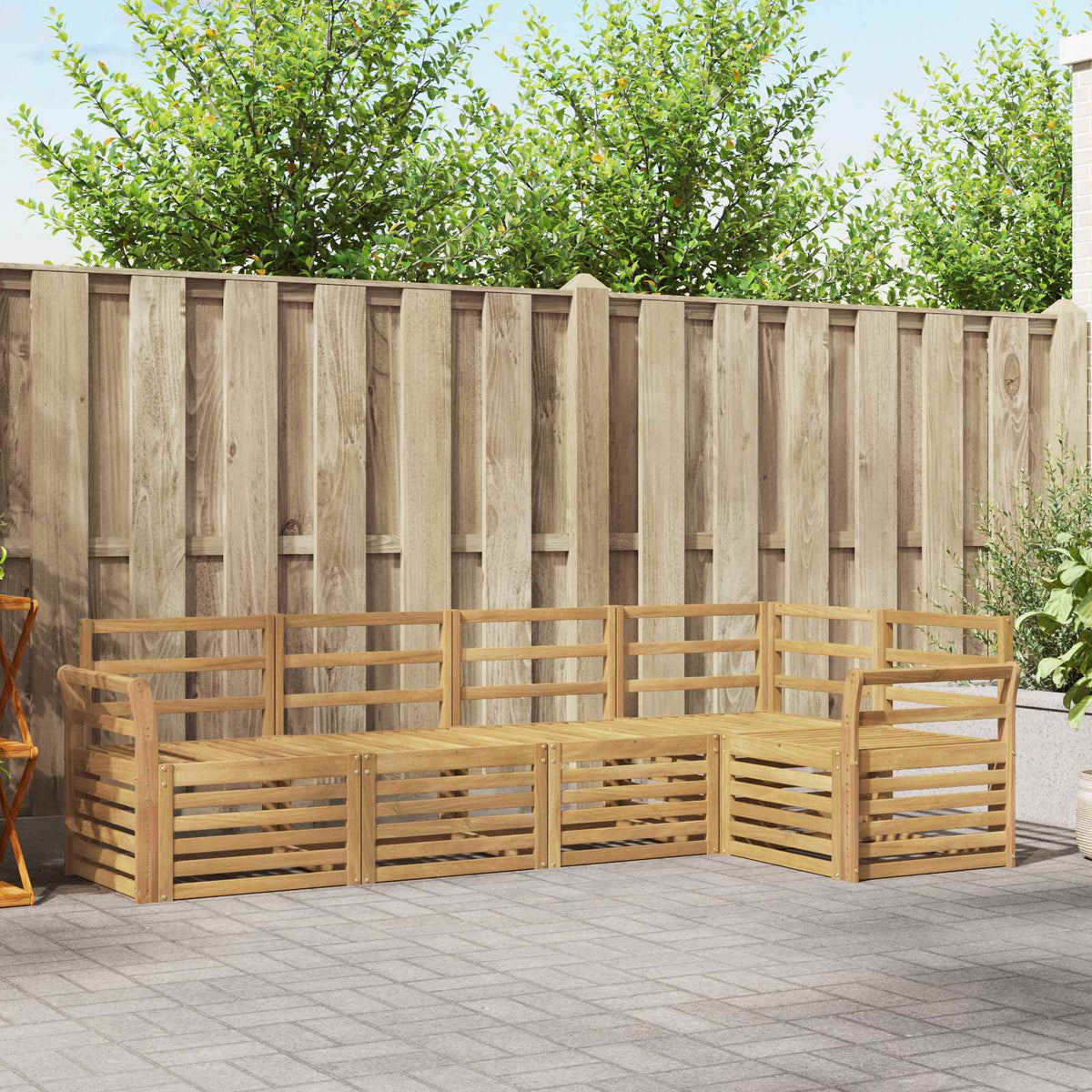 vidaXL Outdoor Sofa Set 5 pcs White Solid Acacia Wood 1