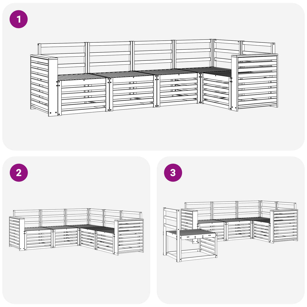 vidaXL Outdoor Sofa Set 5 pcs White Solid Acacia Wood 6
