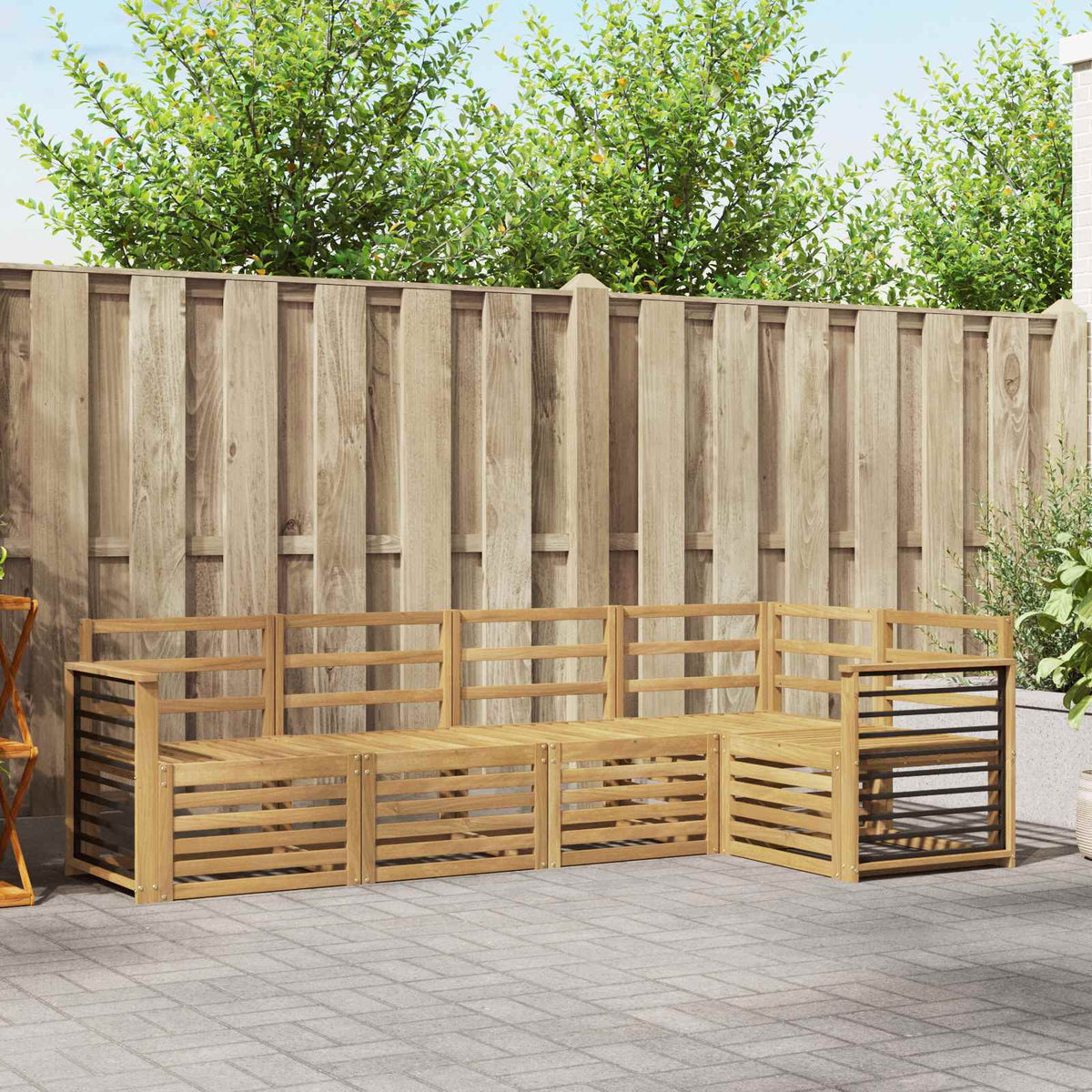 vidaXL Outdoor Sofa Set 5 pcs White Solid Acacia Wood 1