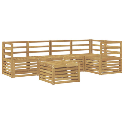 Outdoor Sofa Set 6 pcs 5-Seaters Solid Acacia Wood White Horizontal slats