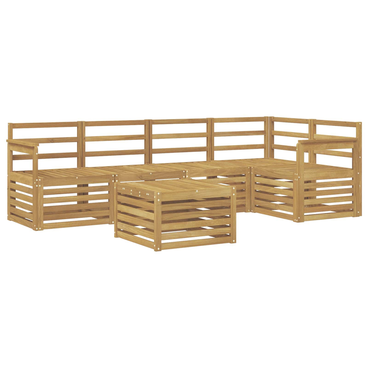 Outdoor Sofa Set 6 pcs 5-Seaters Solid Acacia Wood White Open frame
