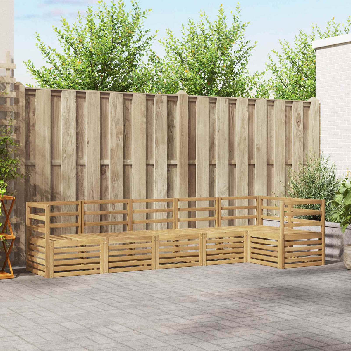 vidaXL Outdoor Sofa Set 6 pcs White Solid Acacia Wood 1