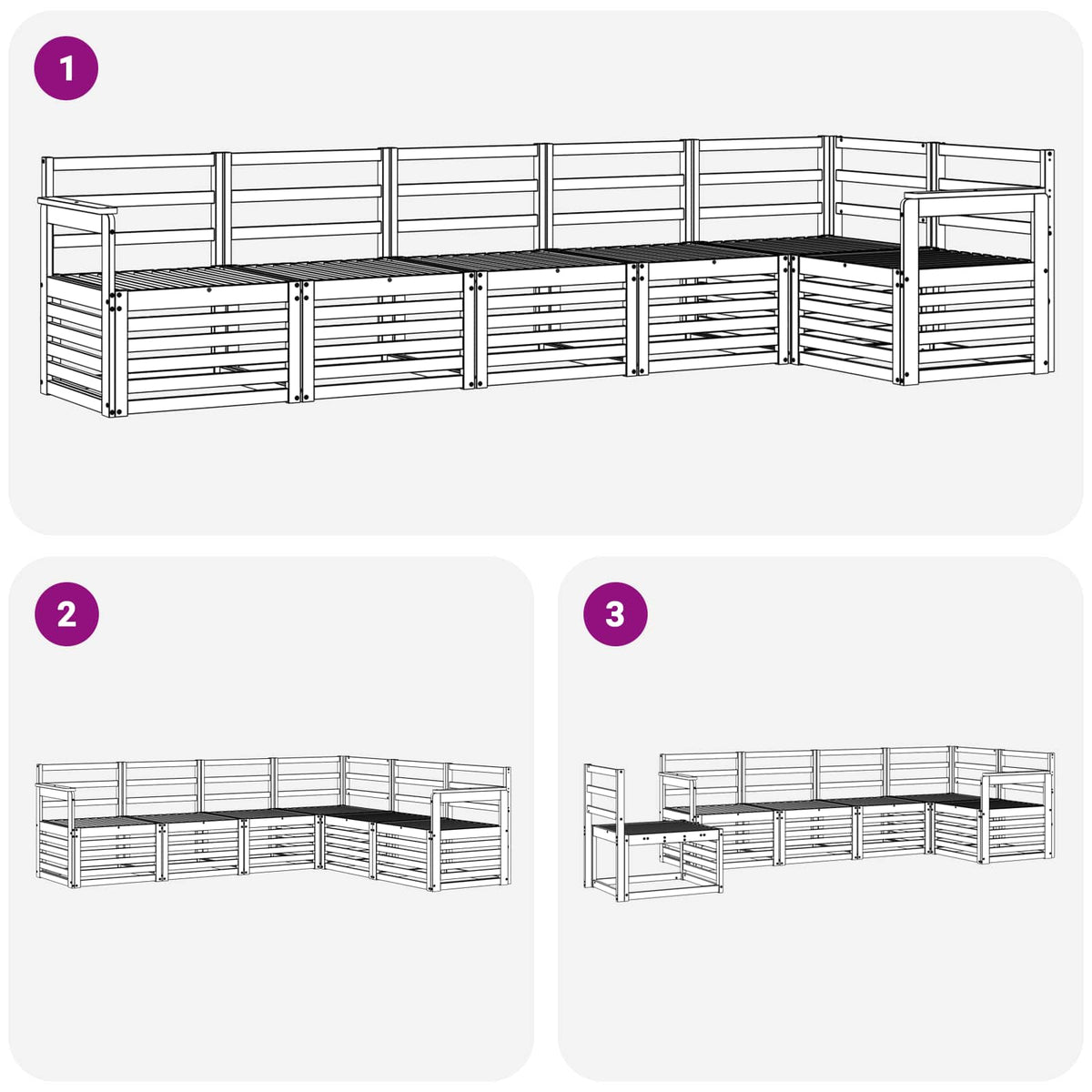 vidaXL Outdoor Sofa Set 6 pcs White Solid Acacia Wood 6